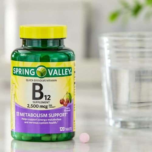Generic Spring Valley, Vitamin B12 2500 mcg, B12 Quick-Dissolve Cherry Flavor Tablets Dietary Supplement, Vitamin B12, 120 Count + DRI Store +Sticker - Image 5