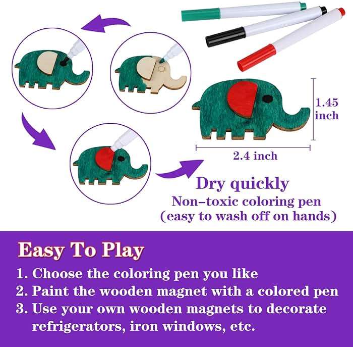 Worgree DIY Wooden Magnets, 36 pcs Wooden Art Craft Supplies Painting Kit for Kids Party Favors for Boys Girls Ages 4-8 8-12 Birthday Easter Crafts Gifts Toys Basket Goodie Bag Stuffers - Image 3