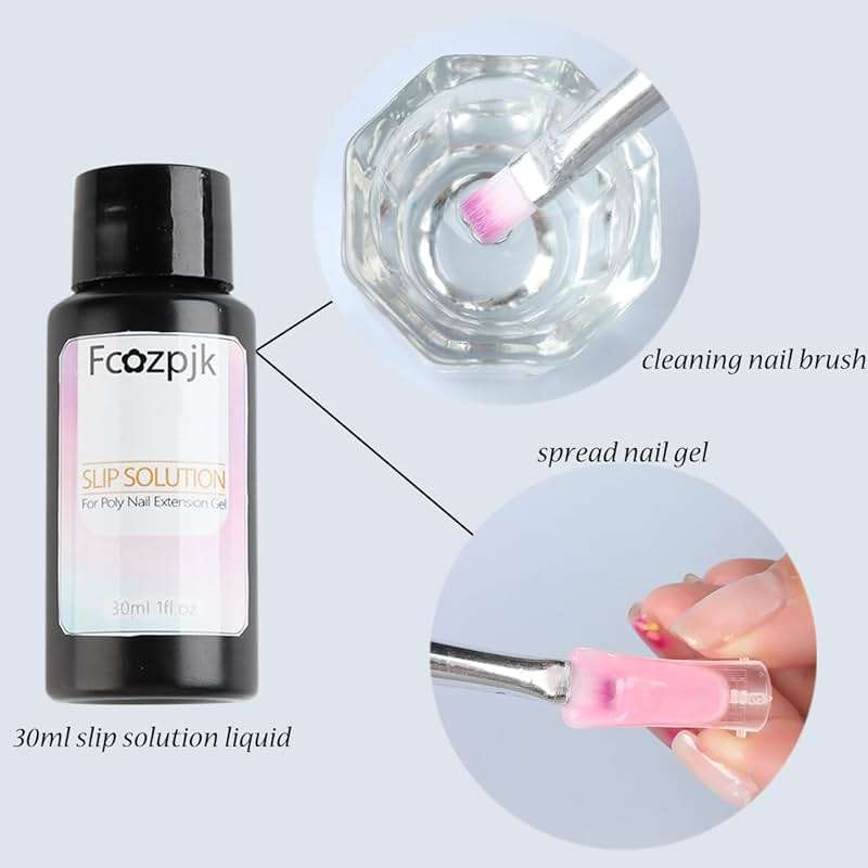Fcozpjk Poly Extension Gel Nail Kit, Clear White Pink With Slip Solution Dual Builder Nail Forms, Clips for Poly Gel, Starter Kit for Home Manicure Set, Nude - Image 7