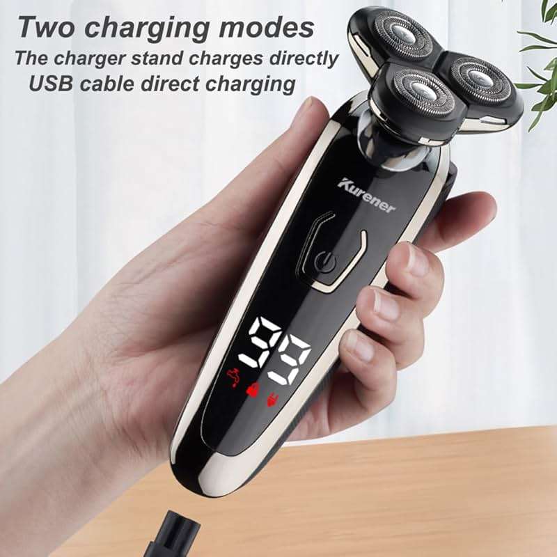 Electric Razor for Men Shaver Rechargeable Waterproof Rotary for Shaving with Nose Trimmer Sideburns Trimmer Face Cleaning Brush - Image 4
