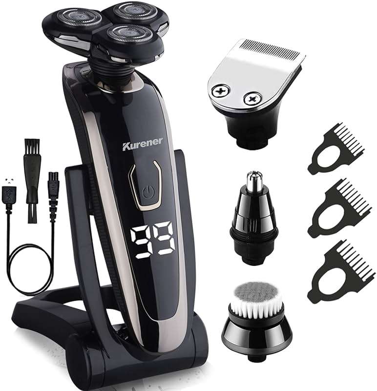 Electric Razor for Men Shaver Rechargeable Waterproof Rotary for Shaving with Nose Trimmer Sideburns Trimmer Face Cleaning Brush - Image 7