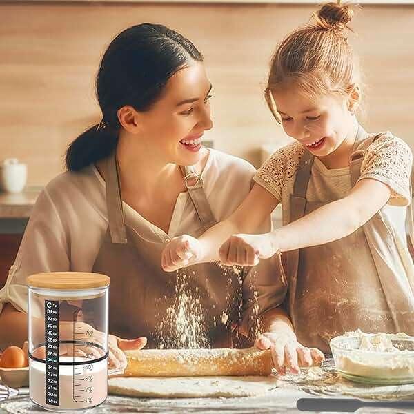 30.4oz Sourdough Starter Jar Kit, Reusable Sourdough Starter Jar, Easy DIY Breadmaking Kit with Thermometer, Silicone Scraper, Cloth Cover and Lid for Homemade Bread, 23.00 * 16.00 * 13.00cm, Clear - Image 2