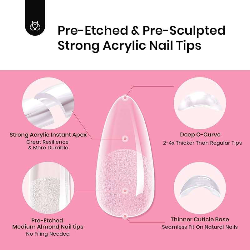 Beetles Tipex Instant Apex Nail Tips Kit, Medium Almond, 224PCS 16 Sizes 00-14, No Builder Gel Needed, 20g Solid Nail Glue, Mini UV Lamp - Image 7