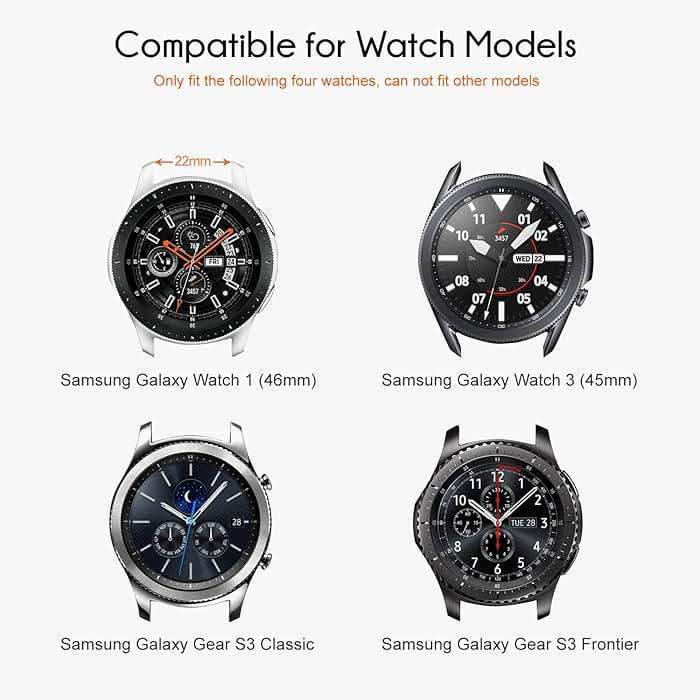 Nacorulu for Samsung Galaxy Watch 46mm Bands, Galaxy Watch 3 45mm, Gear S3 Classic, Gear S3 Frontier, 22mm Silicone Band for Women Men 2 Pack - Image 2