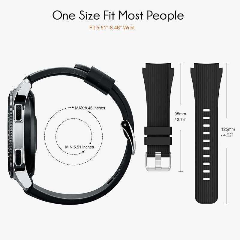 Nacorulu for Samsung Galaxy Watch 46mm Bands, Galaxy Watch 3 45mm, Gear S3 Classic, Gear S3 Frontier, 22mm Silicone Band for Women Men 2 Pack - Image 3