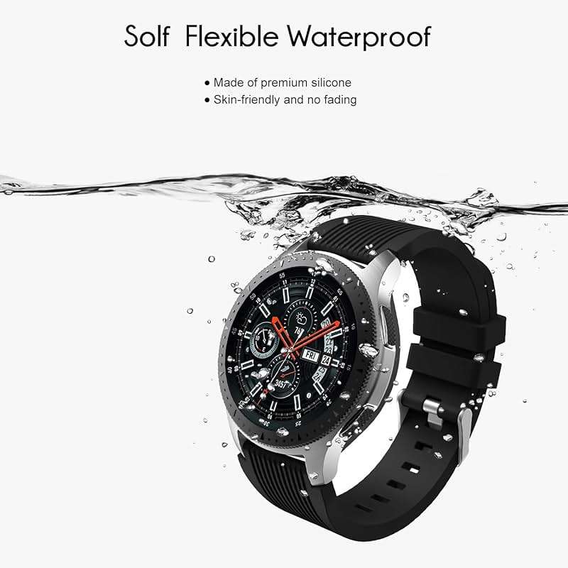 Nacorulu for Samsung Galaxy Watch 46mm Bands, Galaxy Watch 3 45mm, Gear S3 Classic, Gear S3 Frontier, 22mm Silicone Band for Women Men 2 Pack - Image 4
