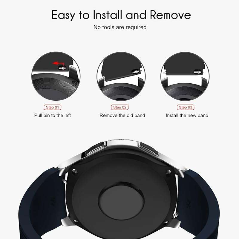 Nacorulu for Samsung Galaxy Watch 46mm Bands, Galaxy Watch 3 45mm, Gear S3 Classic, Gear S3 Frontier, 22mm Silicone Band for Women Men 2 Pack - Image 5