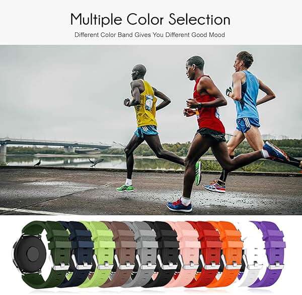 Nacorulu for Samsung Galaxy Watch 46mm Bands, Galaxy Watch 3 45mm, Gear S3 Classic, Gear S3 Frontier, 22mm Silicone Band for Women Men 2 Pack - Image 6