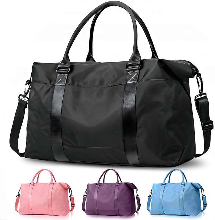 Travel Duffle Bag, Weekender Travel Bag Men Small Gym Bag for Women, Hospital Bag for Labor and Delivery, Overnight Bag Luggage Bag with Trolley Sleeve, Airplane Travel Essentials for Flying(Black) - Image 1