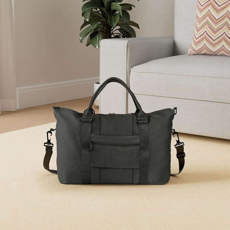 Travel Duffle Bag, Weekender Travel Bag Men Small Gym Bag for Women, Hospital Bag for Labor and Delivery, Overnight Bag Luggage Bag with Trolley Sleeve, Airplane Travel Essentials for Flying(Black) - Image 2