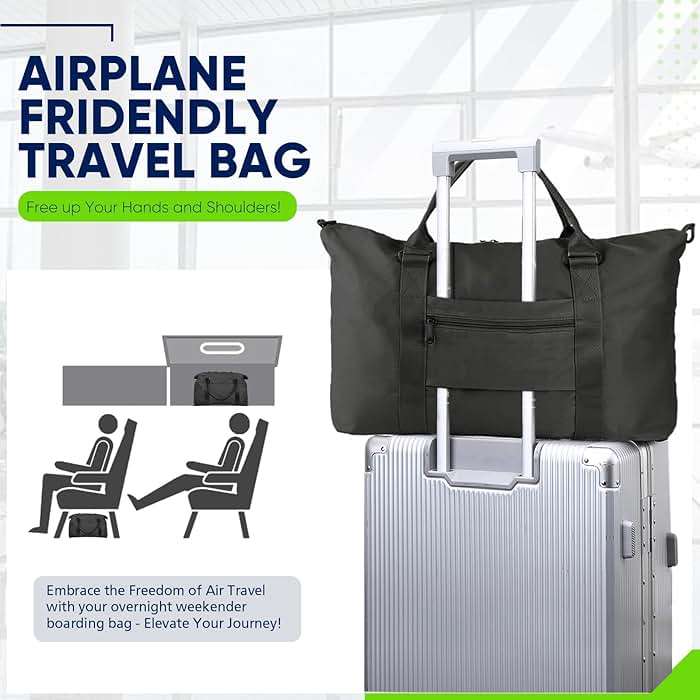 Travel Duffle Bag, Weekender Travel Bag Men Small Gym Bag for Women, Hospital Bag for Labor and Delivery, Overnight Bag Luggage Bag with Trolley Sleeve, Airplane Travel Essentials for Flying(Black) - Image 5