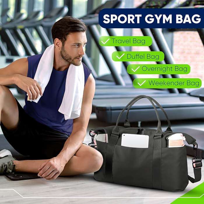 Travel Duffle Bag, Weekender Travel Bag Men Small Gym Bag for Women, Hospital Bag for Labor and Delivery, Overnight Bag Luggage Bag with Trolley Sleeve, Airplane Travel Essentials for Flying(Black) - Image 7