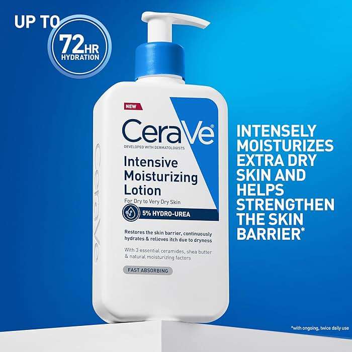 CeraVe Intensive Moisturizing Lotion, Hydro-Urea + Shea Butter, Body Lotion For Dry Skin, Relieves Signs Of Extra Dry Skin, Non Greasy Hydrating Cream For Rough, Tight, Red & Itchy Skin, 8oz - Image 3