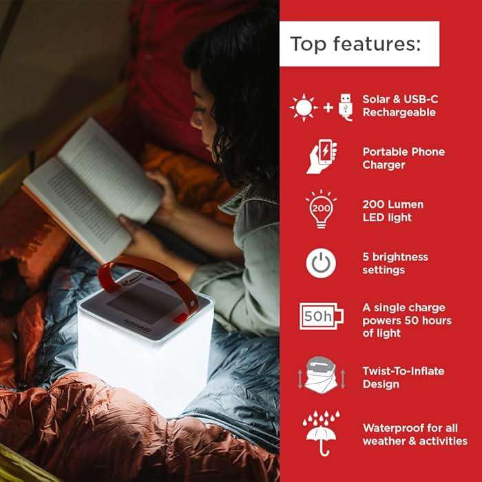 LuminAID Max Quick Inflate 2-in-1 Solar Camping Lantern and Phone Charger - Rechargeable LED Lamp for Camping, Hiking & Travel - Waterproof Emergency Light for Power Outages, Hurricane, Survival Kits - Image 3