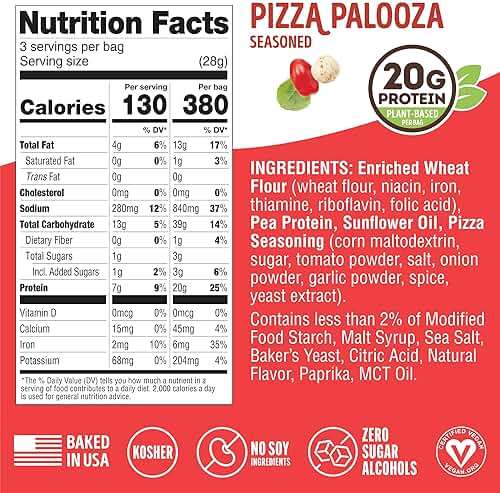 Lenny & Larry's FITZELS Protein Pretzels (Pizza Palooza) 8 Individual Bags 3 oz Each – High Protein Snacks with 20g of Plant Based Protein – Healthy Vegan Pretzels – Delicious Salty Taste - Image 2