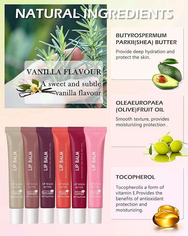 Lip Balm Butter Poppy, Hydrating Tinted Butter Lip Gloss,Clear Lip Mask Lip Care Moisturizer,Smooth Lip Treatment Balm,Yummy Glow Reviver Fat Lip Oil,Women's Mother's Day Makeup Gift for Women-04 - Image 2