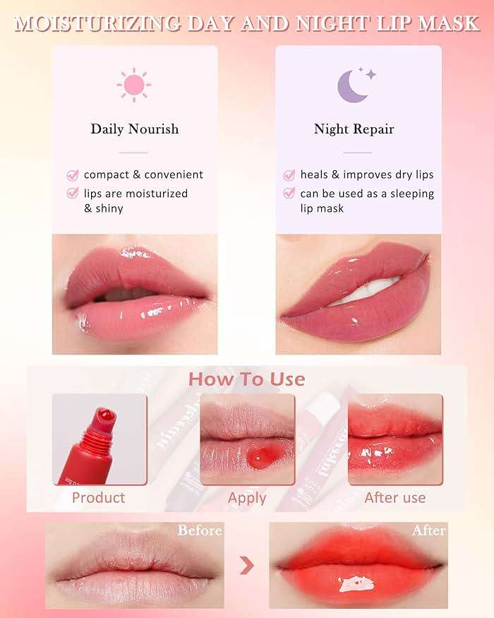 Lip Balm Butter Poppy, Hydrating Tinted Butter Lip Gloss,Clear Lip Mask Lip Care Moisturizer,Smooth Lip Treatment Balm,Yummy Glow Reviver Fat Lip Oil,Women's Mother's Day Makeup Gift for Women-04 - Image 5