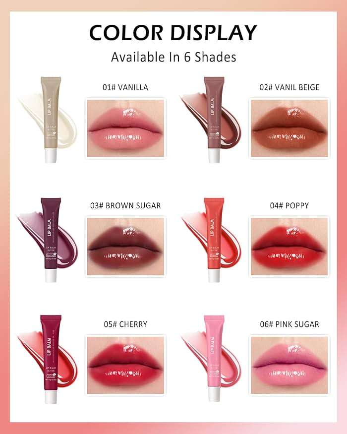 Lip Balm Butter Poppy, Hydrating Tinted Butter Lip Gloss,Clear Lip Mask Lip Care Moisturizer,Smooth Lip Treatment Balm,Yummy Glow Reviver Fat Lip Oil,Women's Mother's Day Makeup Gift for Women-04 - Image 6