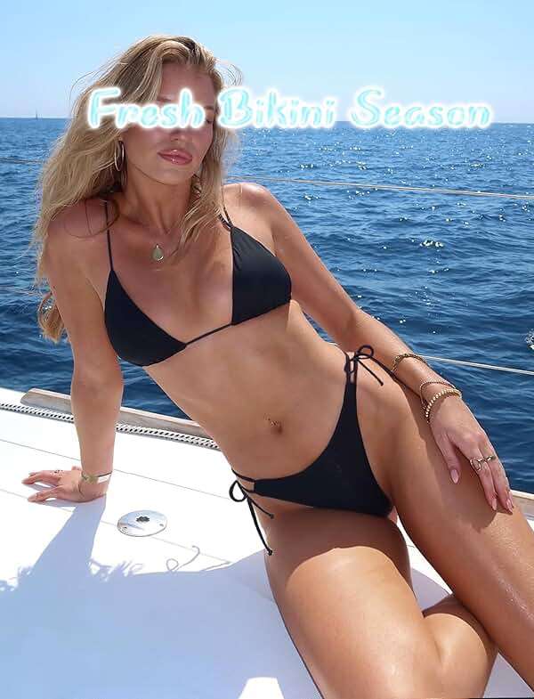 OZICERD 2 Piece Bikini Sets for Women Halter Triangle Bikini Tops Brazilian String Swimsuit Full Coverage Bottom Bathing Suit - Image 2