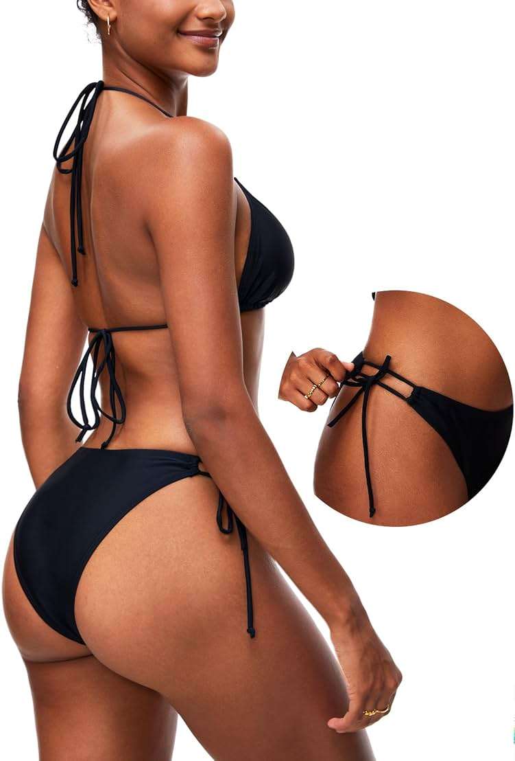OZICERD 2 Piece Bikini Sets for Women Halter Triangle Bikini Tops Brazilian String Swimsuit Full Coverage Bottom Bathing Suit - Image 5