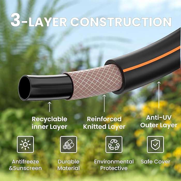 Giraffe Tools Garden Hose 100ft x 5/8", Water Hose Heavy Duty, Lightweight, Flexible Hybrid Hose, Male to Female Fittings - Image 4