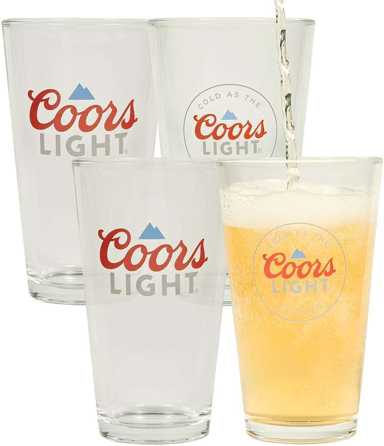 LORD'S ROCKS Coors Light Beer Glasses 16oz Pint Glass - Set of 4 Authentically Licensed Compatible - Image 1