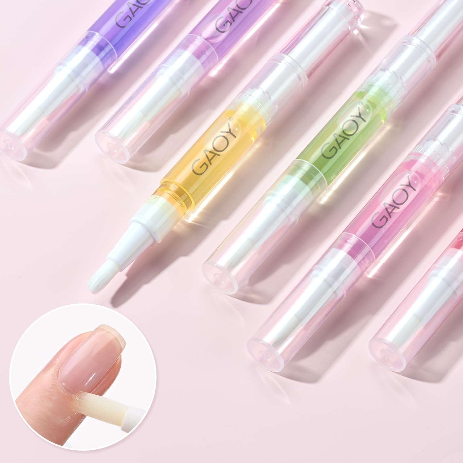 GAOY Cuticle Oil Pen Set, 6Pcs Manicure & Pedicure Accessories with Vitamin E for Nourished and Revitalized Nails, Professional Nail Growth Treatment & Repair Kit - Image 1