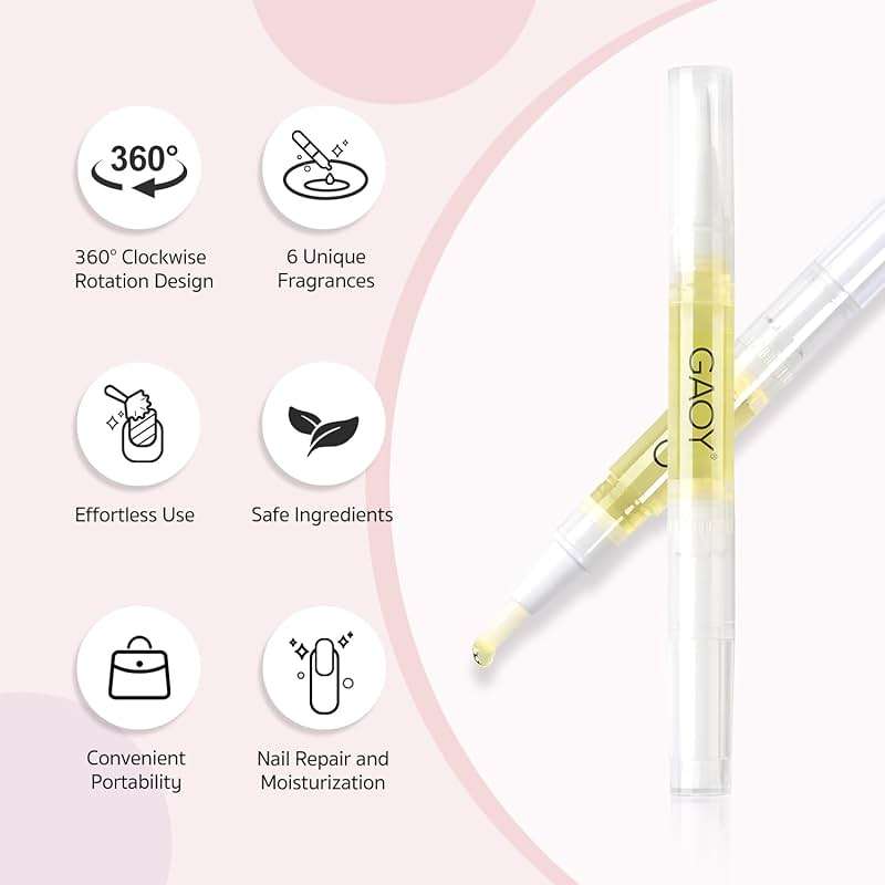 GAOY Cuticle Oil Pen Set, 6Pcs Manicure & Pedicure Accessories with Vitamin E for Nourished and Revitalized Nails, Professional Nail Growth Treatment & Repair Kit - Image 3