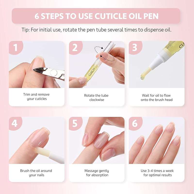 GAOY Cuticle Oil Pen Set, 6Pcs Manicure & Pedicure Accessories with Vitamin E for Nourished and Revitalized Nails, Professional Nail Growth Treatment & Repair Kit - Image 6
