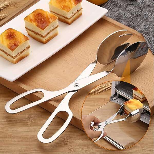 2 Pieces Salad Tongs, 8 Inch Serving Tongs, Stainless Steel Food Scissor Tongs, Buffet Tongs for Home Kitchen Party Bread Cake Bake Steak Barbecue Buffet Catering - Image 2