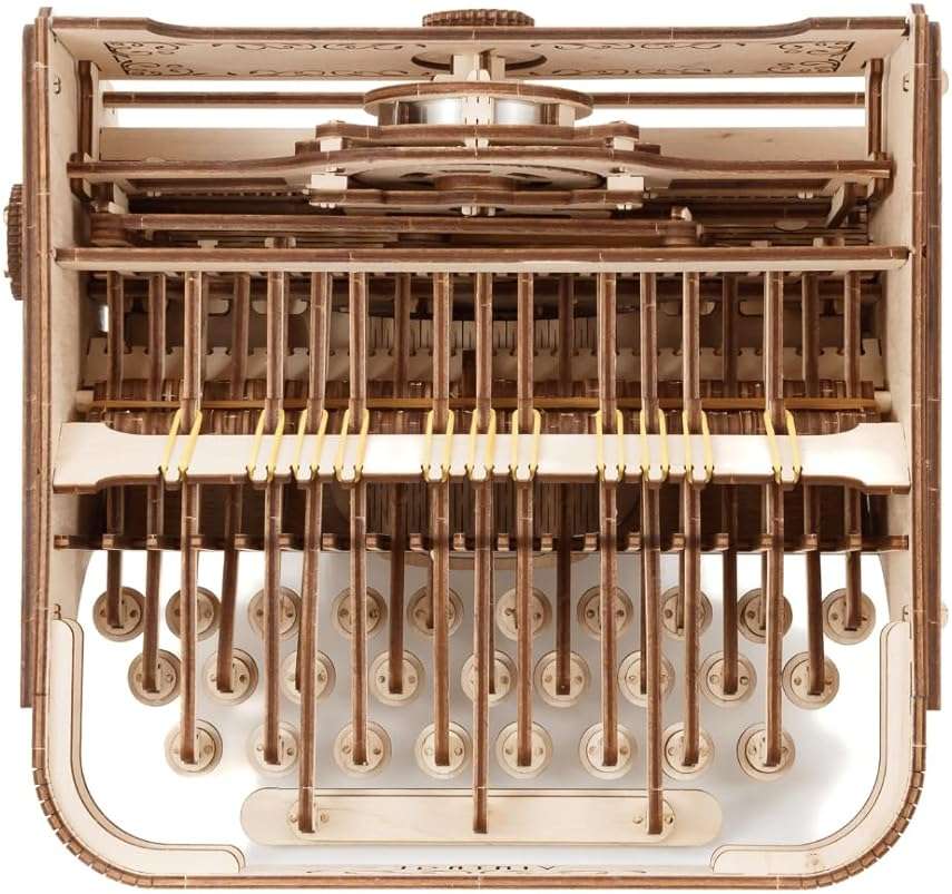 Vintage Typewriter - Realistic Wooden Mechanical Model Kit, 453 Pieces - Image 5