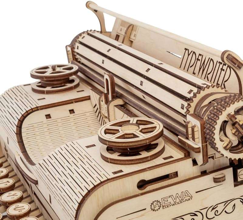 Vintage Typewriter - Realistic Wooden Mechanical Model Kit, 453 Pieces - Image 6