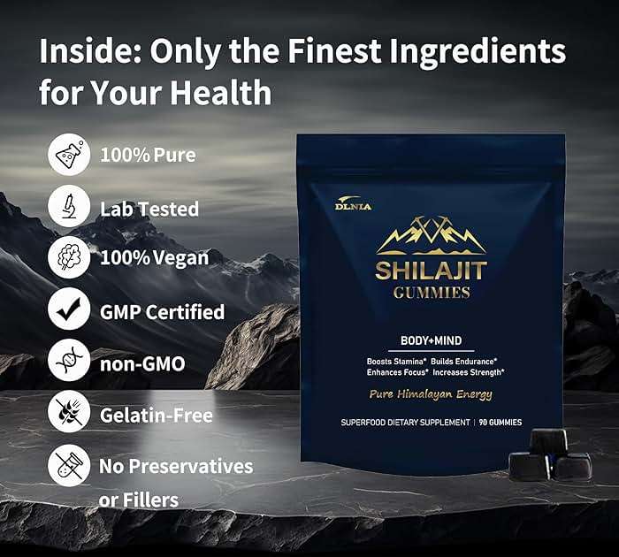 DLNIA 13-in-1 Shilajit Gummies with KSM-66® Ashwagandha | 4000 mg Himalayan Shilajit Extract (20:1), Choline & Botanicals | Sugar-Free, Vegan | Energy, Focus & Daily Vitality Support for Men & Women - Image 4