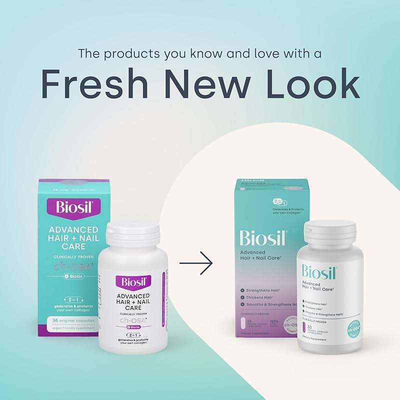 Biosil Advanced Hair + Nail Care - 30 Capsules - Grow, Strengthen & Thicken Hair and Nails - with Patented ch-OSA & Biotin - 15-Day Supply - Image 2