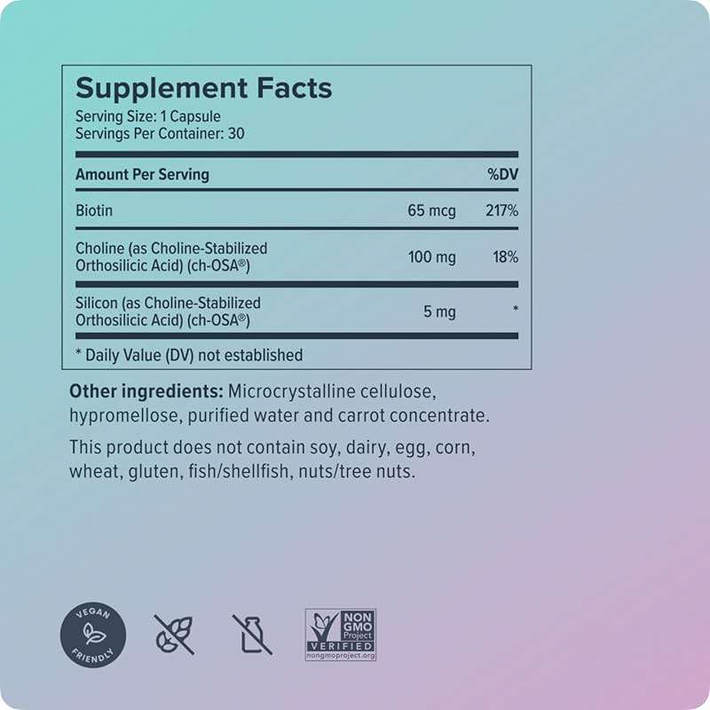 Biosil Advanced Hair + Nail Care - 30 Capsules - Grow, Strengthen & Thicken Hair and Nails - with Patented ch-OSA & Biotin - 15-Day Supply - Image 3