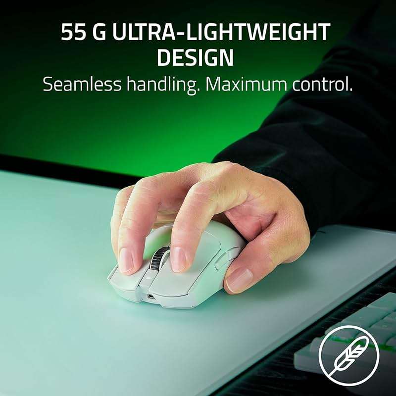 Razer Viper V3 Pro Wireless Esports Gaming Mouse: Symmetrical - 55g Lightweight - 8K Polling - 35K DPI Optical Sensor - Gen3 Optical Switches - 8 Programmable Buttons - 95 Hr Battery - White - Image 3