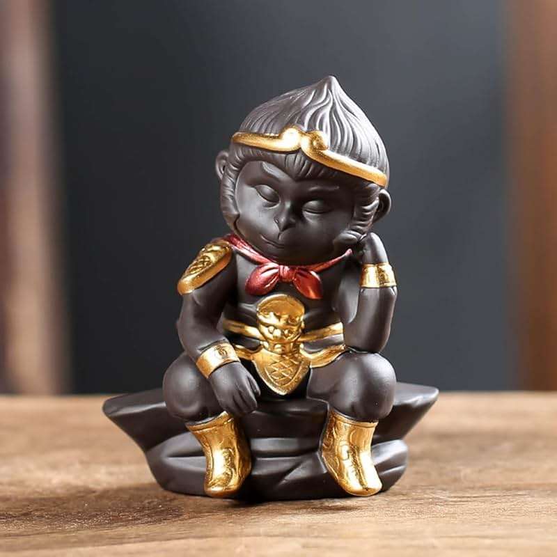 Hoobar Chinese Zisha Tea Pet Monkey King Figurine Statue Water Tea Tray Pet Handmade Monkey King Tea Pet for Kungfu Tea Tray A Gigt for Tea Lovers (Monkey King) - Image 1