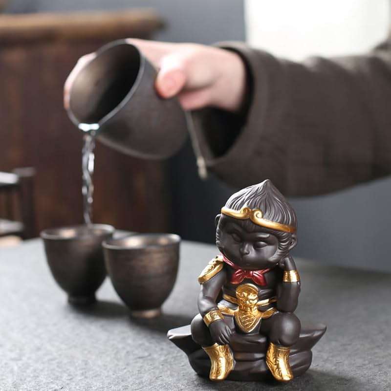 Hoobar Chinese Zisha Tea Pet Monkey King Figurine Statue Water Tea Tray Pet Handmade Monkey King Tea Pet for Kungfu Tea Tray A Gigt for Tea Lovers (Monkey King) - Image 5