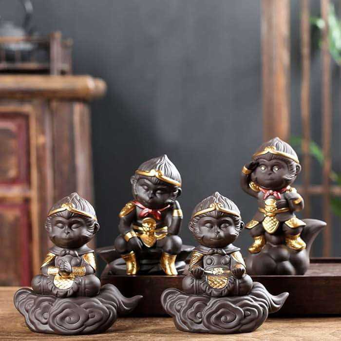 Hoobar Chinese Zisha Tea Pet Monkey King Figurine Statue Water Tea Tray Pet Handmade Monkey King Tea Pet for Kungfu Tea Tray A Gigt for Tea Lovers (Monkey King) - Image 6