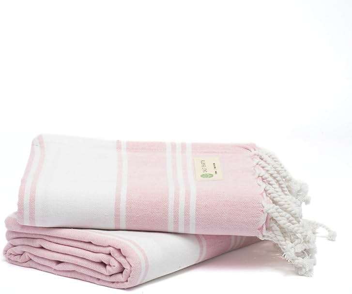 Salt Earth Cotton Turkish Beach Towel (Set of 2, 36"x72") - Soft, Quick Dry, Sand Resistant, Absorbent Towels for Bathroom, Home, Travel, Pool, Spa, Bath, Swim - Beach Towels Oversized (Pink) - Image 1
