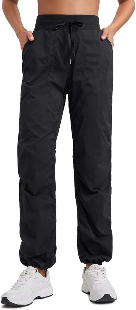 CRZ YOGA Lightweight Straight Leg Workout Pants for Women 28"/30"/32" - Ruched Casual Work Athletic Joggers with Pockets - Image 1