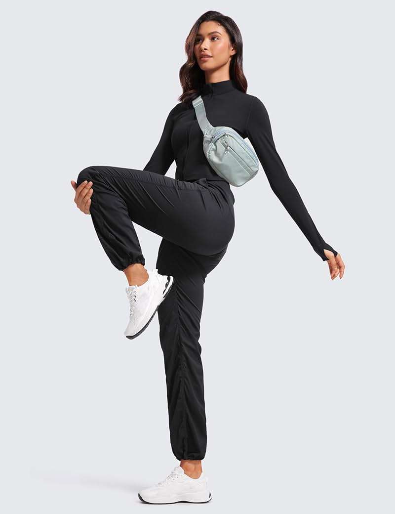 CRZ YOGA Lightweight Straight Leg Workout Pants for Women 28"/30"/32" - Ruched Casual Work Athletic Joggers with Pockets - Image 3
