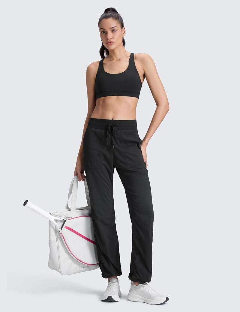 CRZ YOGA Lightweight Straight Leg Workout Pants for Women 28"/30"/32" - Ruched Casual Work Athletic Joggers with Pockets - Image 5