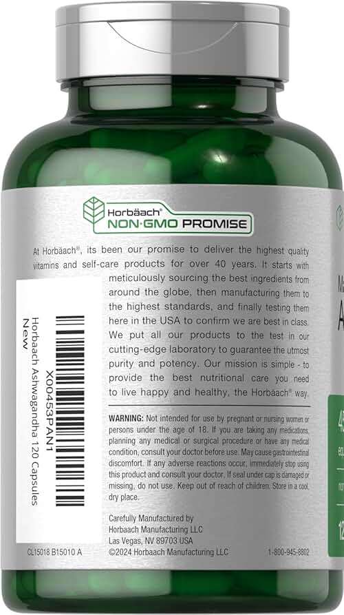 Horbäach Ashwagandha Supplement | Max Strength | 120 Capsules | Non-GMO, Gluten Free - Image 3