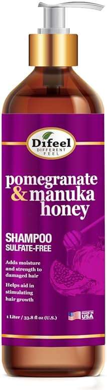 Difeel Pomegranate & Manuka Honey Sulfate-Free Shampoo 33.8 oz. - Strengthens & Moisturizes Damaged Hair - Image 1