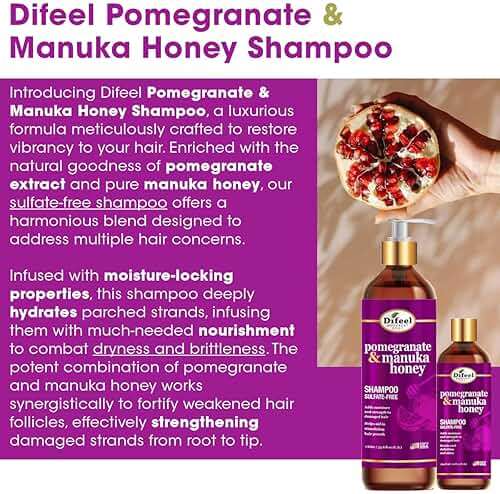 Difeel Pomegranate & Manuka Honey Sulfate-Free Shampoo 33.8 oz. - Strengthens & Moisturizes Damaged Hair - Image 3