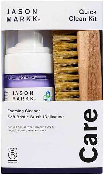 Jason Markk Quick Clean Kit, Shoe Cleaner, 2-Piece Set, Ready-To-Use Foam & Delicates Brush, Sneaker Care, Ideal for Footwear, Safe for Leather, Suede, Nubuck, Cotton, Knits, 4oz - Image 1