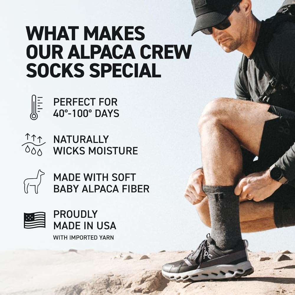 HOLLOW Alpaca Crew Socks for Men and Women, Moisture Wicking Alpaca Socks for Hiking, Running, Temperature Regulating - Image 2