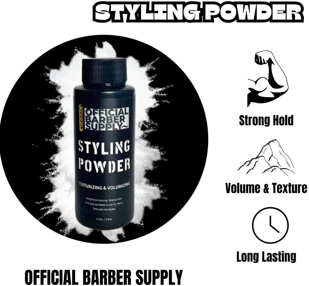 OFFICIAL BARBER SUPPLY Styling Powder for Men - Volumizing, Texturizing, & High Hold Hair Powder - Matte Finish, Lightweight, Easy to Apply, No Greasy Residue, Long-Lasting Hold - 0.80oz (25g) - Image 5