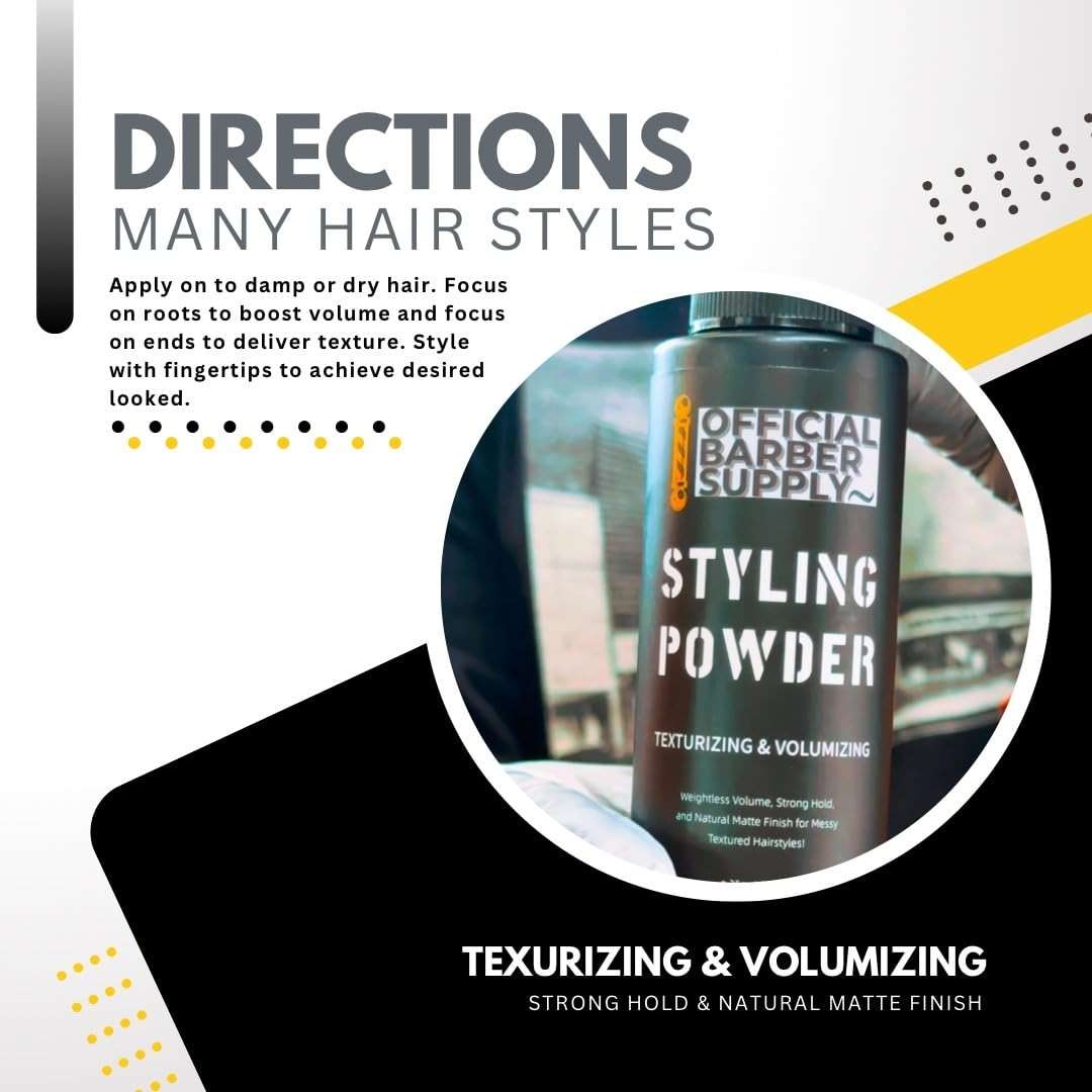 OFFICIAL BARBER SUPPLY Styling Powder for Men - Volumizing, Texturizing, & High Hold Hair Powder - Matte Finish, Lightweight, Easy to Apply, No Greasy Residue, Long-Lasting Hold - 0.80oz (25g) - Image 7